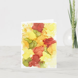 Abstract artwork in alcohol ink bold colors letterpress thank you card