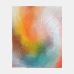 abstract artwork red orange yellow green blue fleece blanket