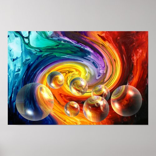 abstract artwork red yellow blue green poster