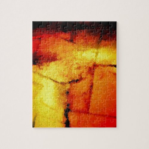 Abstract Artwork Red Yellow Modern Jigsaw Puzzle