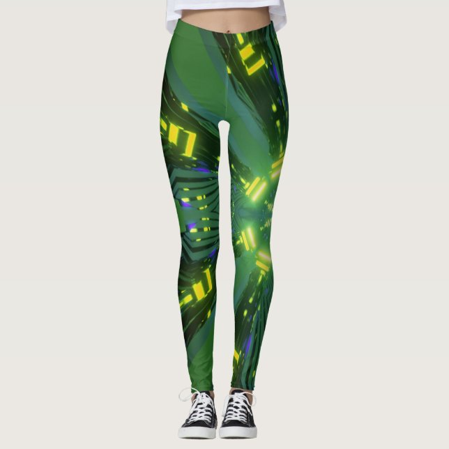 Abstract Astral Electronics Digital Art Leggings (Front)