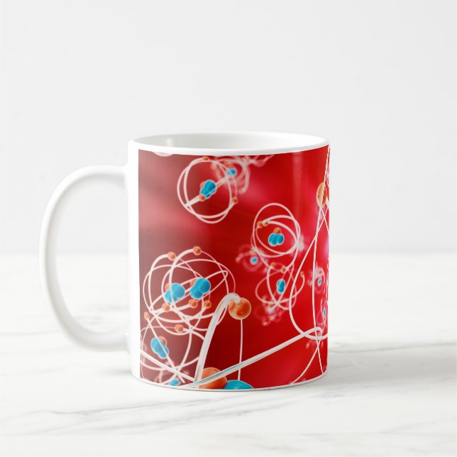 Abstract atom background, Chemistry model of molec Coffee Mug (Left)