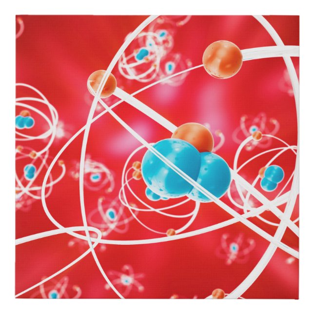 Abstract atom background, Chemistry model of molec Faux Canvas Print (Front)