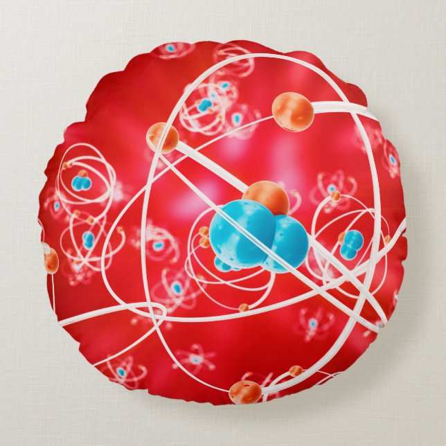 Abstract atom background, Chemistry model of molec Round Pillow (Front)