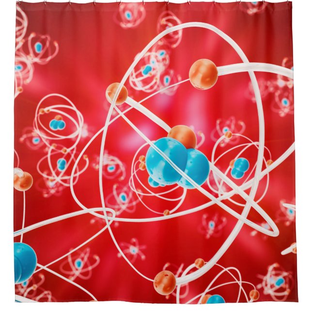 Abstract atom background, Chemistry model of molec Shower Curtain (Front)