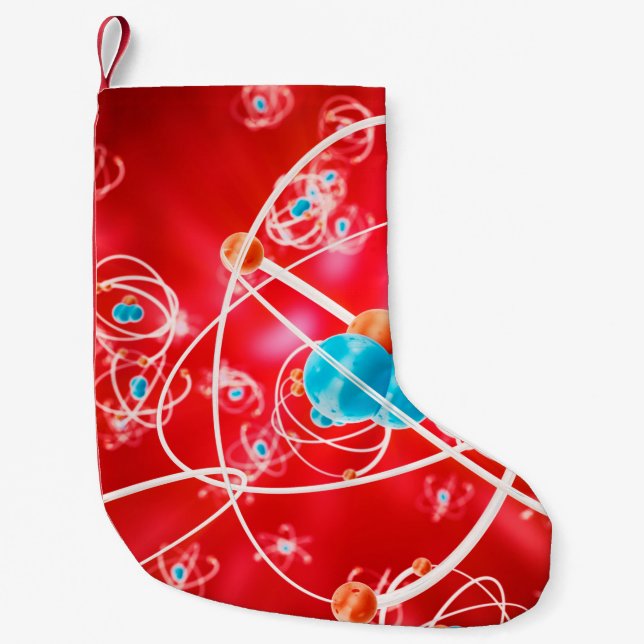 Abstract atom background, Chemistry model of molec Small Christmas Stocking (Front)