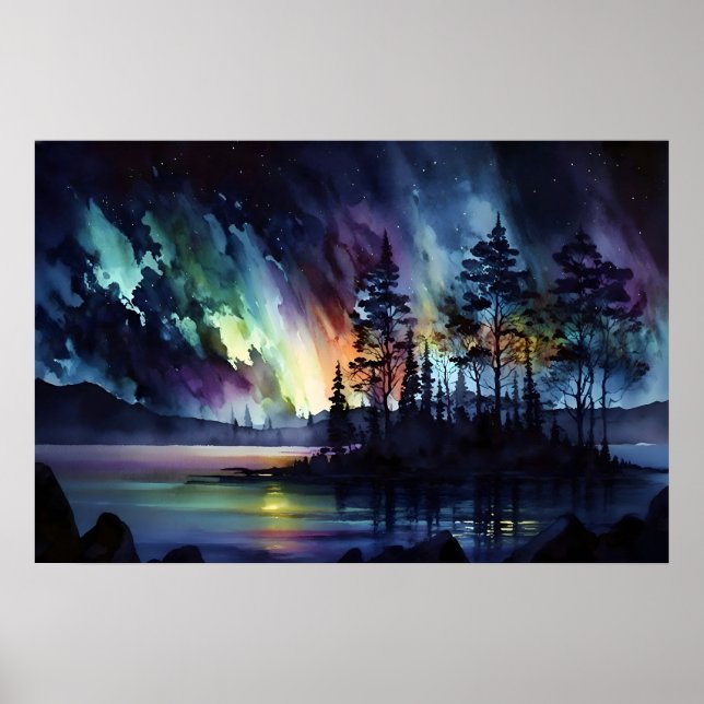 Abstract Aurora Borealis Poster (Front)