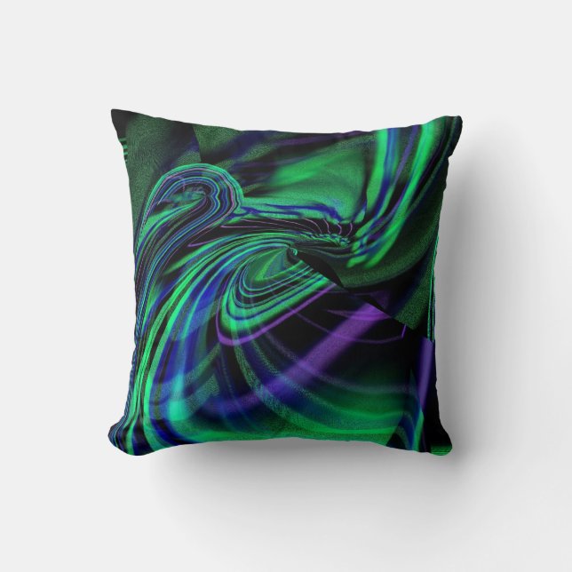 Abstract Aurora Borealis Throw Pillow (Front)