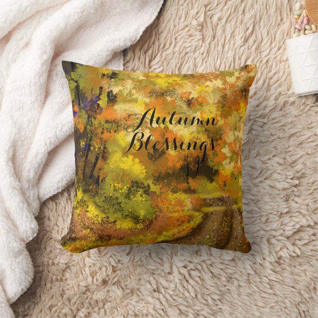 Abstract Autumn Fall Art  Throw Pillow (Blanket)