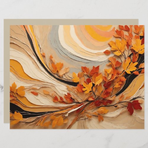 Abstract Autumn Fall Leaves Scrapbook Paper