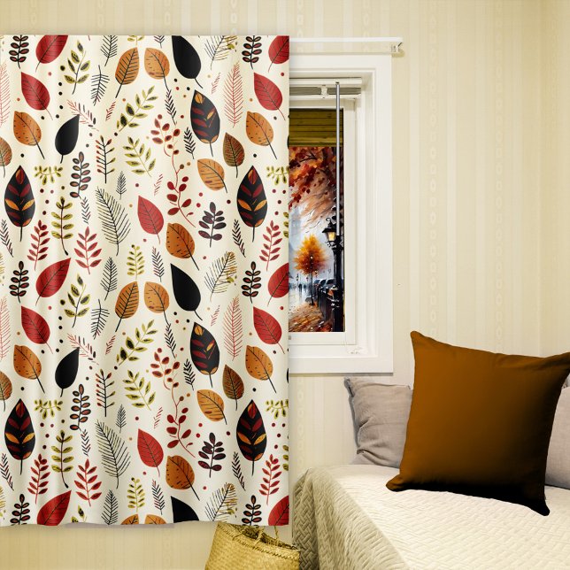 Abstract Autumn Floral Leaf Pattern Blackout Curtains (Curtain featuring a modern abstract floral leaf pattern in autumn colors - bedroom - nursery)