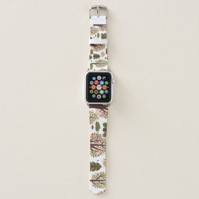 Abstract Autumn Forest Seamless Pattern Apple Watch Band (Front)