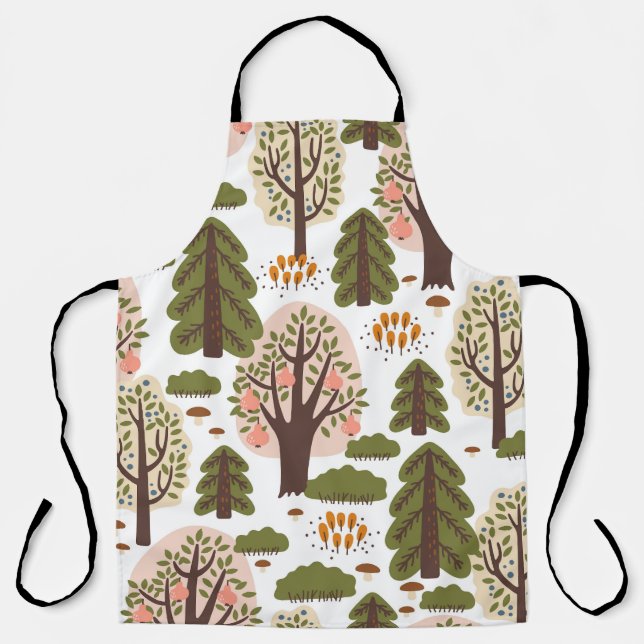 Abstract Autumn Forest Seamless Pattern Apron (Front)