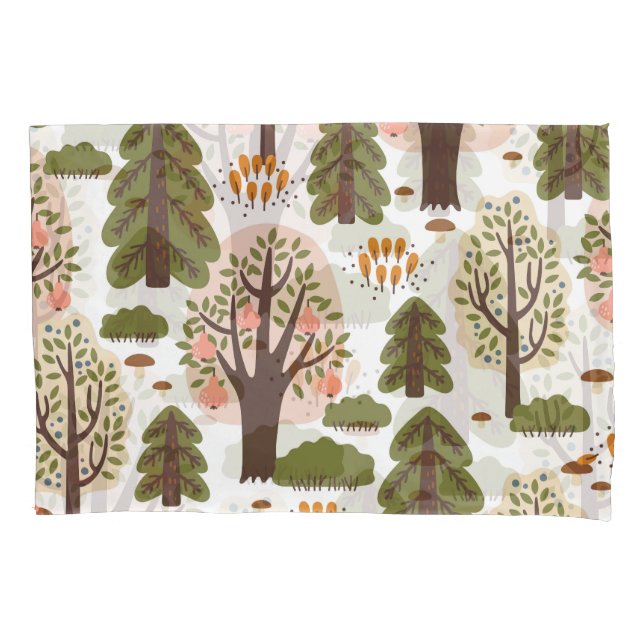 Abstract Autumn Forest Seamless Pattern Pillow Case (Front)