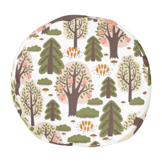 Abstract Autumn Forest Seamless Pattern Pouf