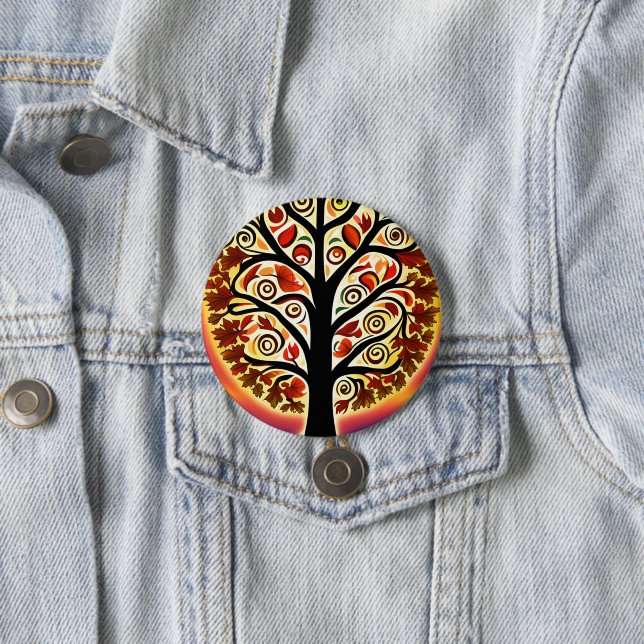 Abstract Autumn Harvest Tree Button (In Situ)