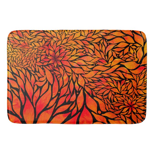 Abstract autumn leaves bath mat (Front)