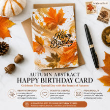 Abstract Autumn Leaves Happy Birthday Fall Colors