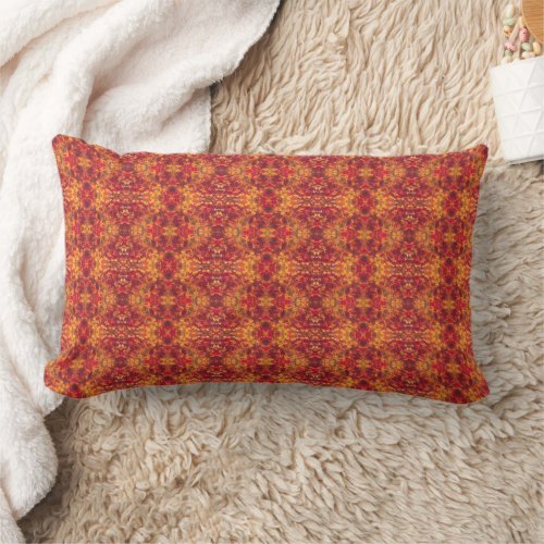 Abstract Autumn Leaves II Red Orange  Lumbar Pillow