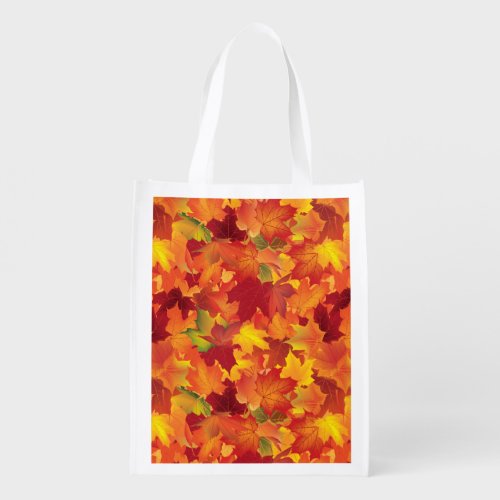 Abstract Autumn Leaves Pattern Reusable Grocery Bag