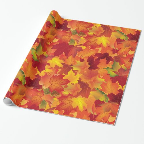 Abstract Autumn Leaves Pattern Wrapping Paper
