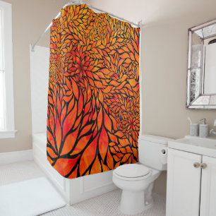 Abstract autumn leaves shower curtain