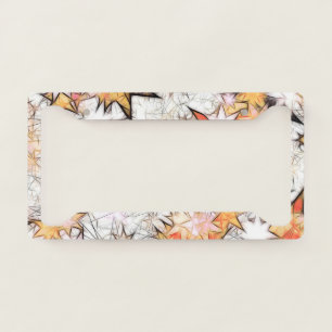 Abstract Autumn Leaves Stars License Plate Frame