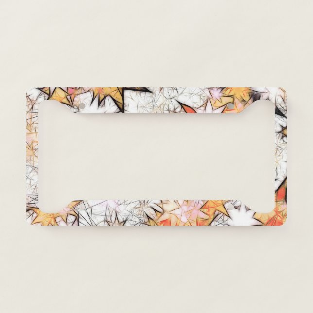Abstract Autumn Leaves Stars License Plate Frame (Front)