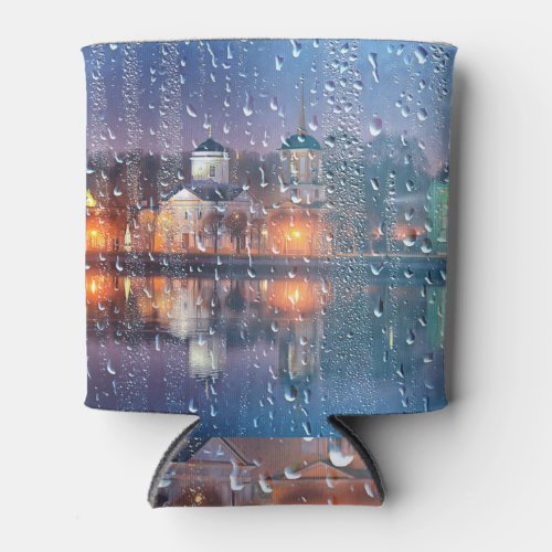 Abstract autumn rain nocturnal cityscape can cooler