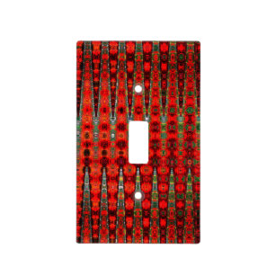 Abstract Autumn Red Sine Waves Light Switch Cover