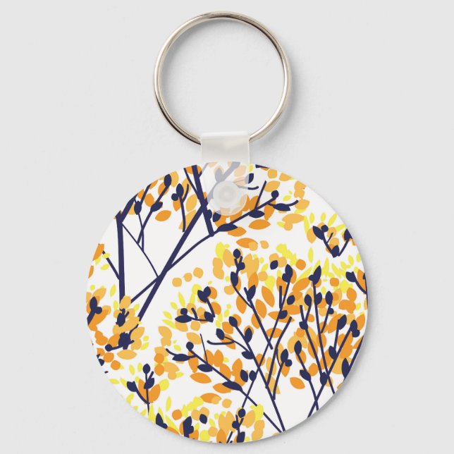 Abstract Autumn Tree Modern Pattern Keychain (Front)
