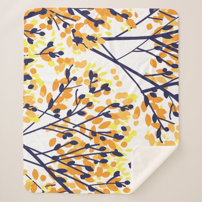 Abstract Autumn Tree Modern Pattern Sherpa Blanket (Front)