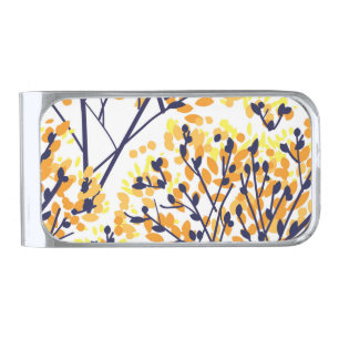 Abstract Autumn Tree Modern Pattern Silver Finish Money Clip