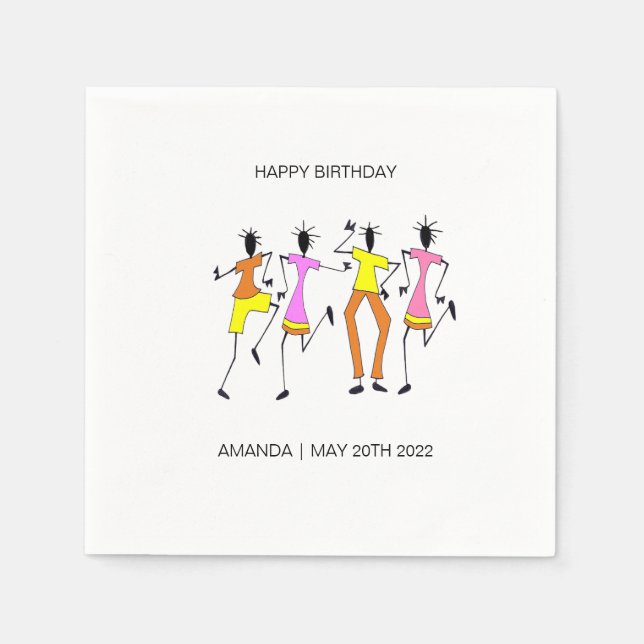 Abstract, Awesome Party Time Birthday Napkins (Front)