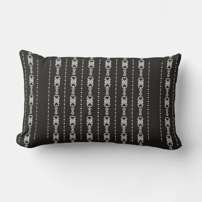 Abstract aztec heart texture lumbar pillow (Front)