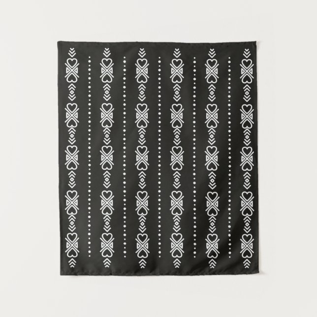 Abstract aztec heart texture tapestry (Front)