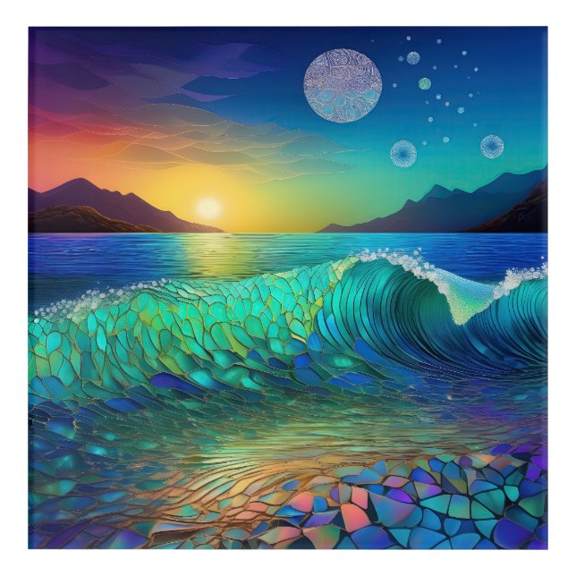 Abstract Azure Seascape Acrylic Print (Front)