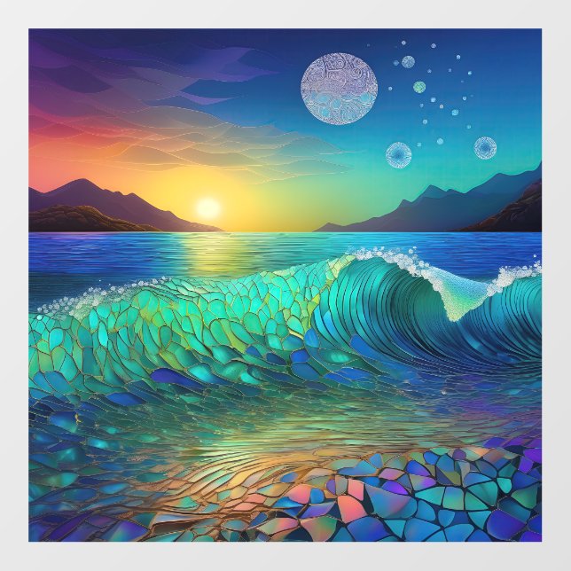Abstract Azure Seascape Wall Decal (Front)