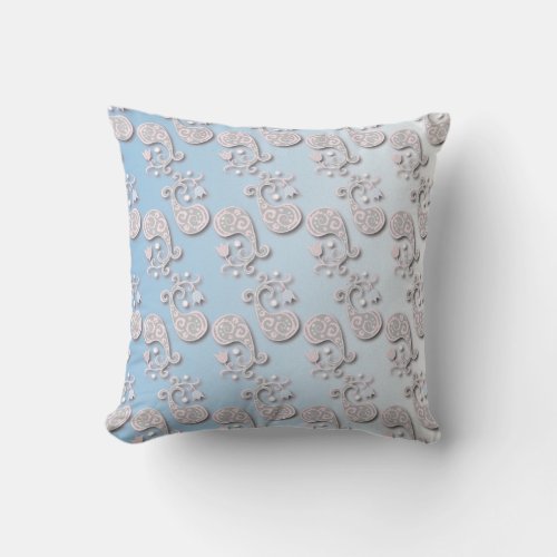 Abstract Baby blue and Pink Pastel Floral Throw Pillow