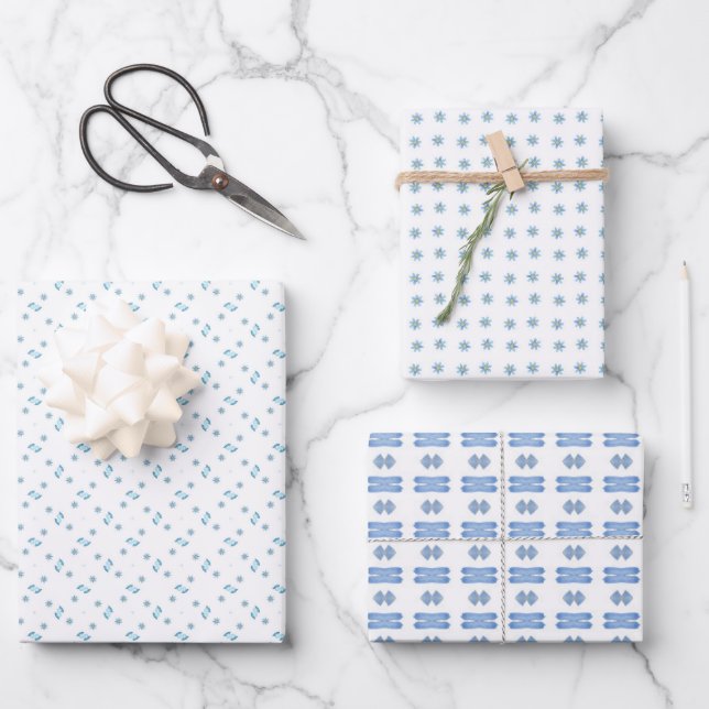 Abstract Baby Blues Wrapping Paper Sheets (Front)