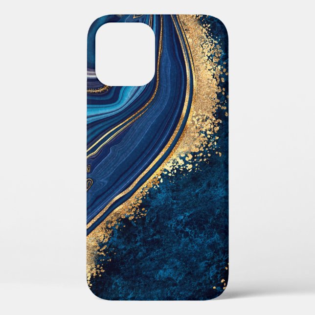 abstract background blue marble agate granite mosa Case-Mate iPhone case (Back)