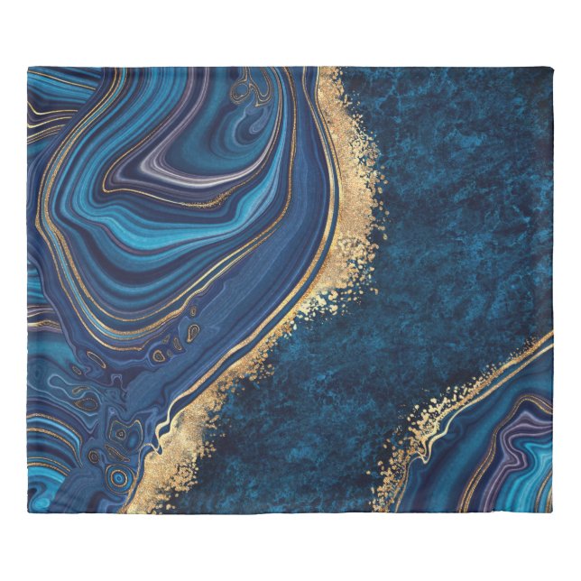 abstract background blue marble agate granite mosa duvet cover (Front)