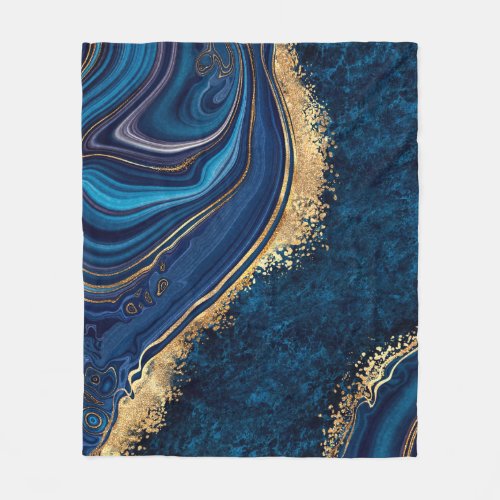 abstract background blue marble agate granite mosa fleece blanket