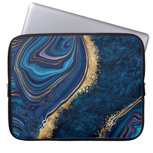 abstract background blue marble agate granite mosa laptop sleeve