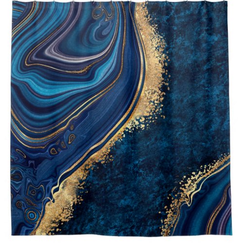 abstract background blue marble agate granite mosa shower curtain