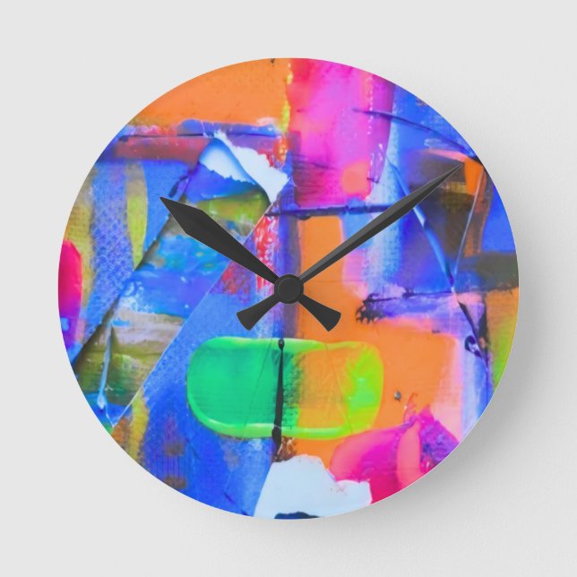 Abstract Background Colorful Round Clock (Front)