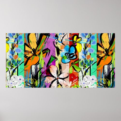 abstract background composition with flowers with poster