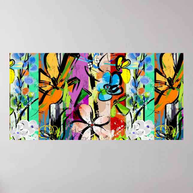 abstract background composition with flowers, with poster | Zazzle