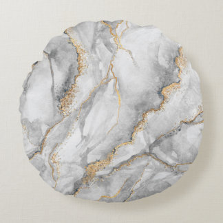 abstract background, creative texture of white mar round pillow