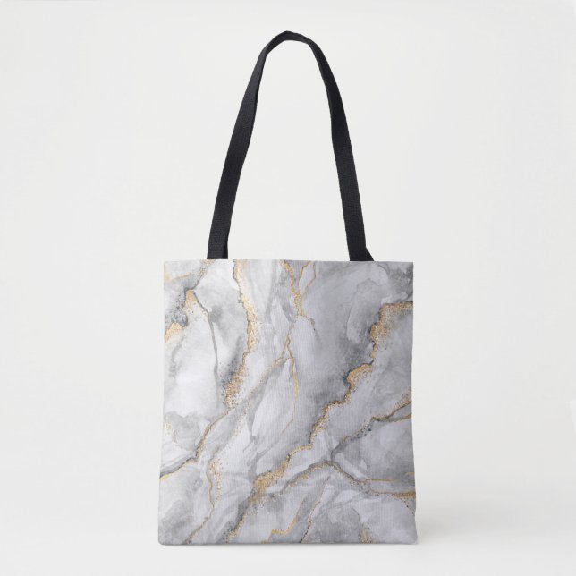 abstract background, creative texture of white mar tote bag (Front)